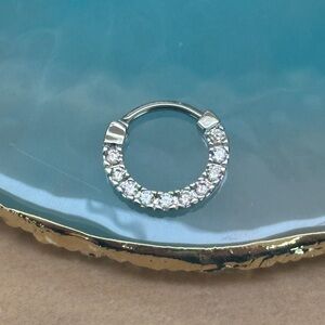 Pave Gem Septum Clicker Hoop Hinged hoop 16g Septum Ring daith piercings